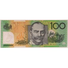 AUSTRALIA 2014 . ONE HUNDRED 100 DOLLARS BANKNOTE . NUMBER ONES 1-1111-1